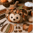 thumbnail image 1 of DIY Animal Pumpkin Sewing Kit, Farmhouse Fall Woodland Fabric Pumpkin Craft Set, Halloween & Thanksgiving Seasonal DIY Home Decor Hedgehog, 1 of 5