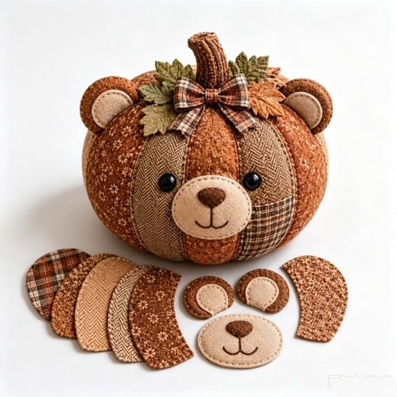DIY Animal Pumpkin Sewing Kit, Handmade Fall Craft Set for Adults and Beginners, Halloween Thanksgiving Tabletop Home Decoration (Beer)