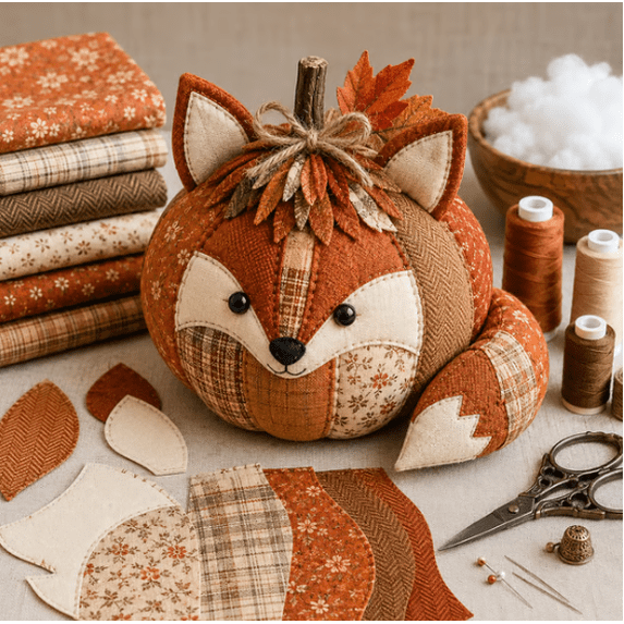 DIY Animal Pumpkin Sewing Kit, Woodland Animal Fabric Pumpkin Craft Supplies, Creative Indoor Fall Home Decoration Fox