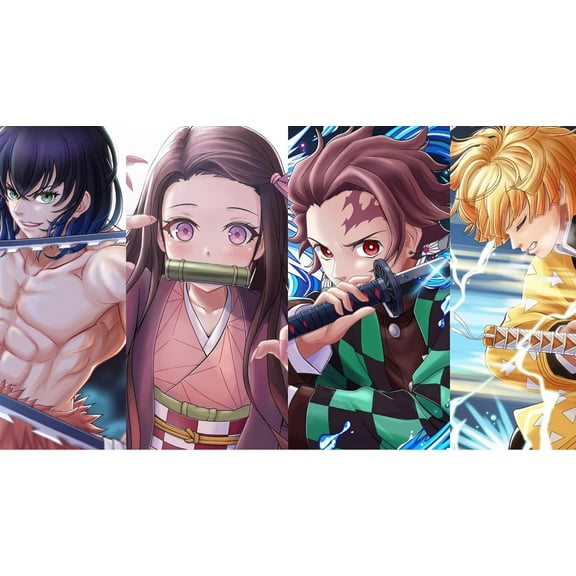 DIY Anime Diamond Painting Kits for Adults, Demon Slayer 5D Diamond Art Kit Full Drill Round for Crafts Wall Decor