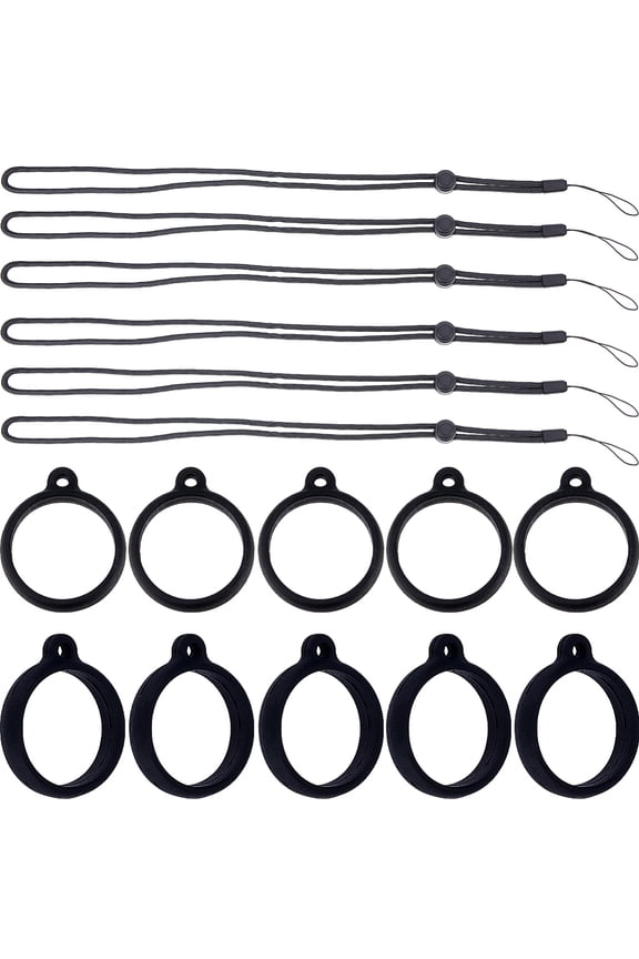 DIY Anti-Lost Necklace Lanyard Making Kit Including Anti-Lost Silicone Pendant Adjustable Polyester Neck Lanyard Black 46Pcs/box