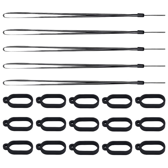 DIY Anti-lost Electronic Stylus Lighter Pendant Necklace Making Kit Including Rubber Lanyard Straps Pendant Black 40Pcs/box