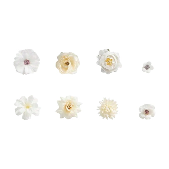 DIY Artificial Flowers 80pcs Set Multi Color Faux Roses for Bouquet Decoration and Hair Accessories Forest Style Floral Craft Supplies White