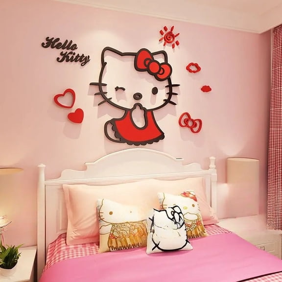DIY Assemble Cartoon Hello Kitty Wall Sticker Bedroom Home Decor