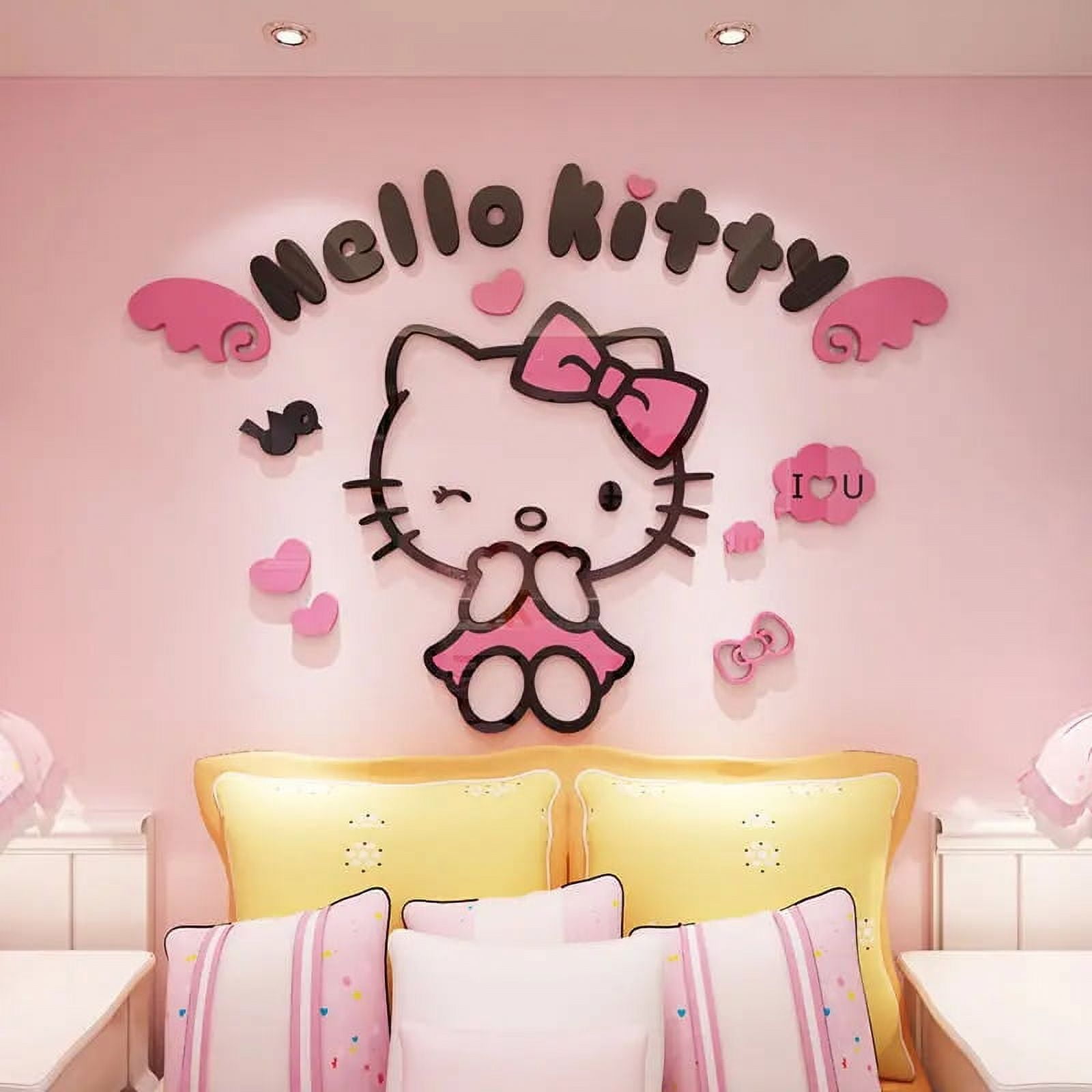 DIY Assemble Cartoon Sanrio Hallo Kitty Wall Sticker Acrylic Crystal 3D ...