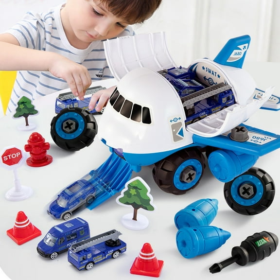 DIY Airplane Building Kit, Screwdriver Assembly Toy, Transformable Engineering Vehicle, STEM Educational Gift, Intelligence Development