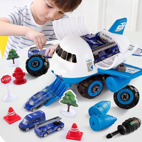 DIY Airplane Building Kit, Screwdriver Assembly Toy, Transformable Engineering Vehicle, STEM Educational Gift, Intelligence Development