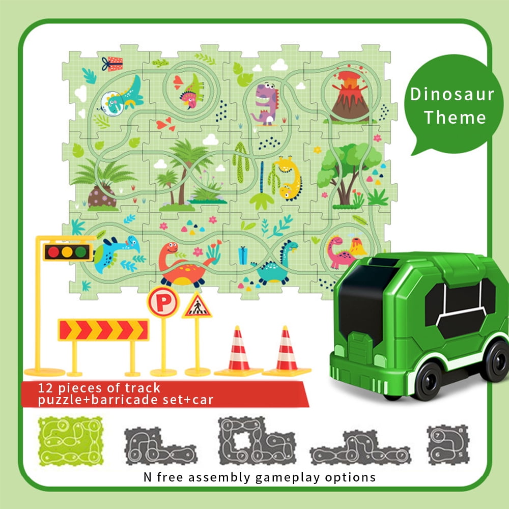 DIY Assembling Electric Trolley, 2023 New Upgrade Toddler Puzzle Track Play Set with Vehicles