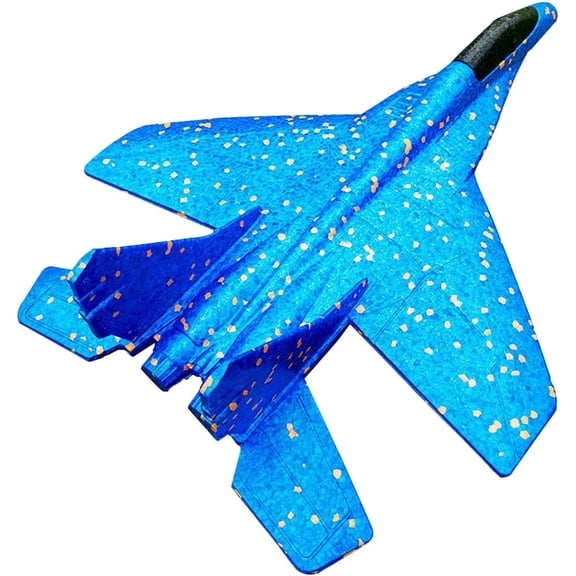 DIY Assembly Glider Plane Toy for Kids - Large 45cm Outdoor Play Aircraft, Safe Durable Material, Dual-Color DIY Option（Blue）
