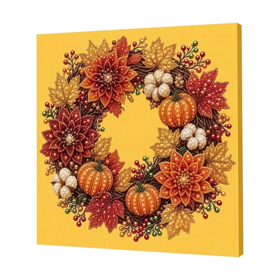 DIY Autumn Harvest Pumpkin Pearl Diamond Art Kit, 3D Pearl Diamond Art for Adults, Autumn Pearl Painting Kit with Beads and Canvas, Fall Home Wall Decor Craft Gift,B