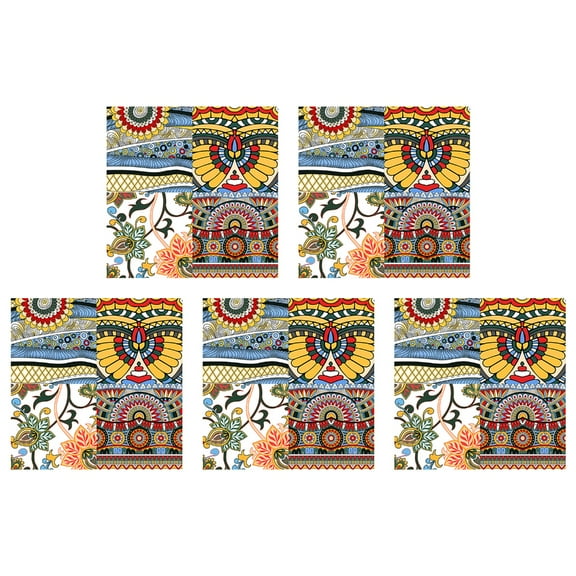 DIY Aztec Pattern Backsplash Tile Decals PVC Waterproof Tile Sticker 5 Pieces