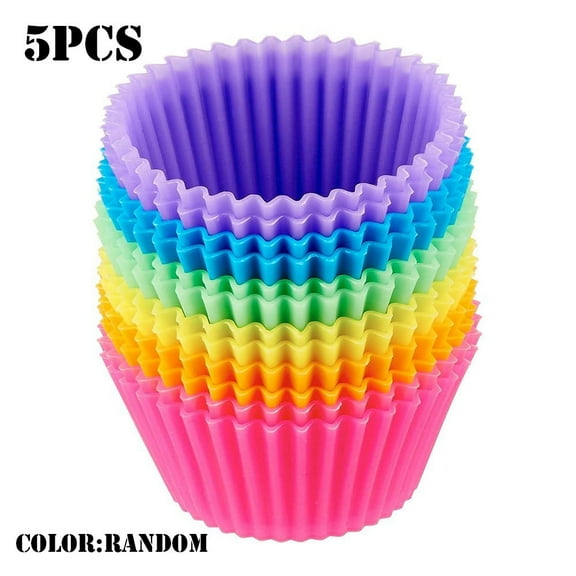 DIY Bakeware Maker Candy Colors Liner Baking Cup Silicone Round Cake Molds Muffin Cupcake Mold 5PCS