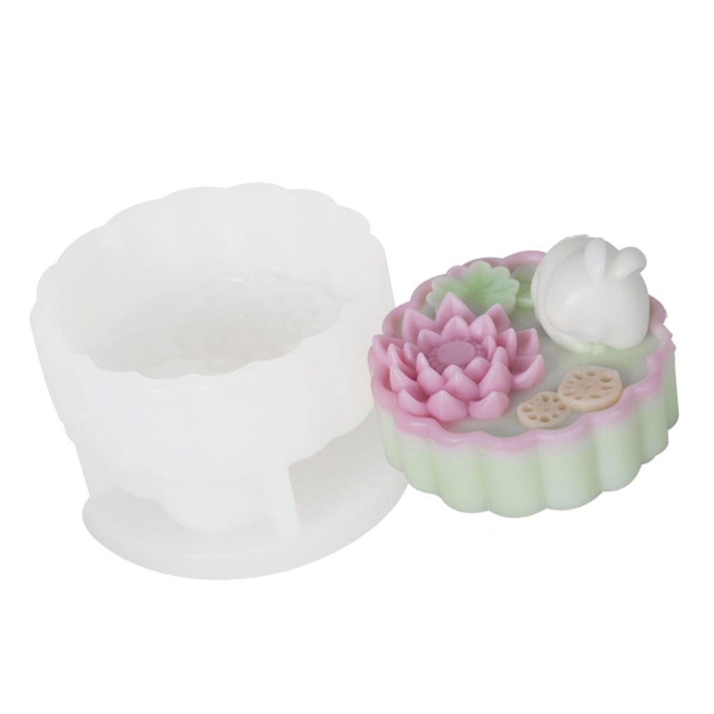 Mooncake Stamp Pattern DIY Baking Mooncakes Stamp Hand Press Cookie Mould with Rabbit Pattern ...