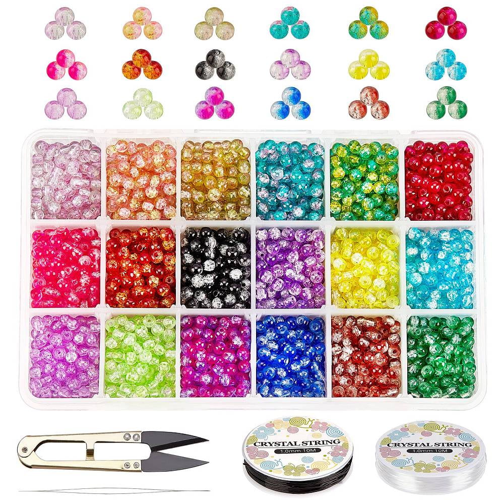 DIY Baking Painted Glass Beads Stretch Bracelet Making Kits include Steel Elastic Thread Stainless Steel Beading Needles Mixed Color Beads: 4mm