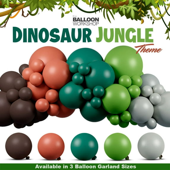DIY Balloon Garland Arch PRO Kit - Dinosaur Jungle Theme with How To Video Tutorial - Dino Birthday Decor, Baby Shower Party Supplies Set-4ft - 6ft Boutique Garland