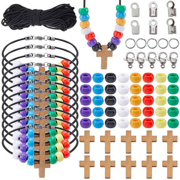 DIY Barrel Plastic Crosdd Wood Bracelet Making Kits Mixed Color 5~22x1.2~14x0.5~6mm Hole: 1~3.8mm