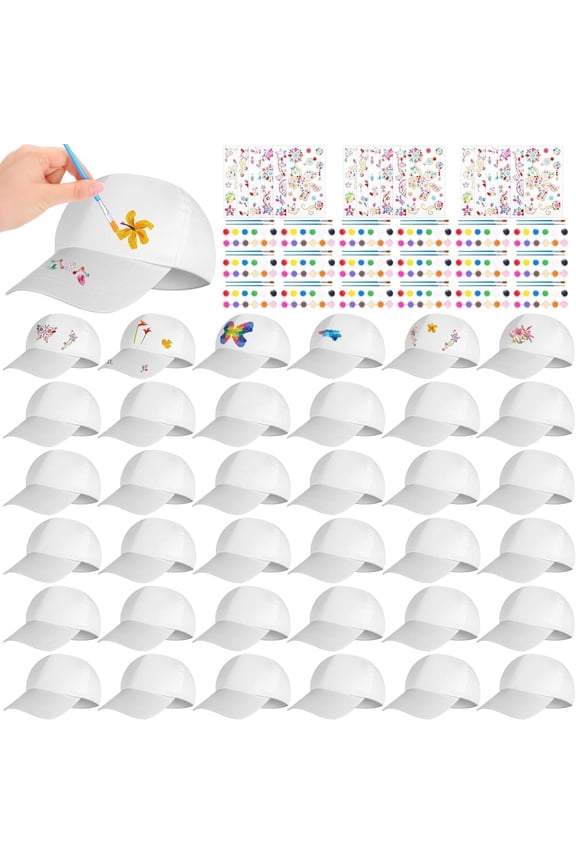 DIY Baseball Caps Hats Adjustable  Ball Cap White Painting Baseball Caps for Outdoor