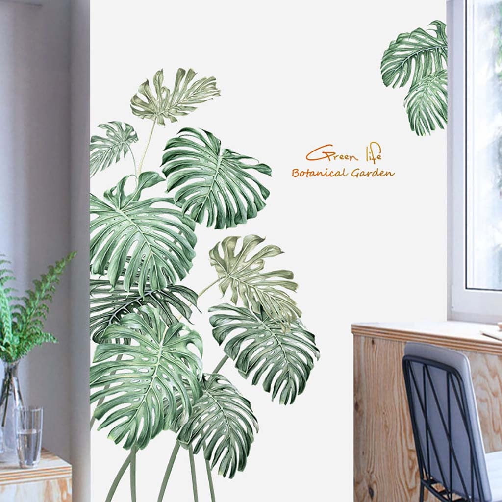 DIY Beach Tropical Palm Leaves Wall Stickers Modern Art Decal Princess