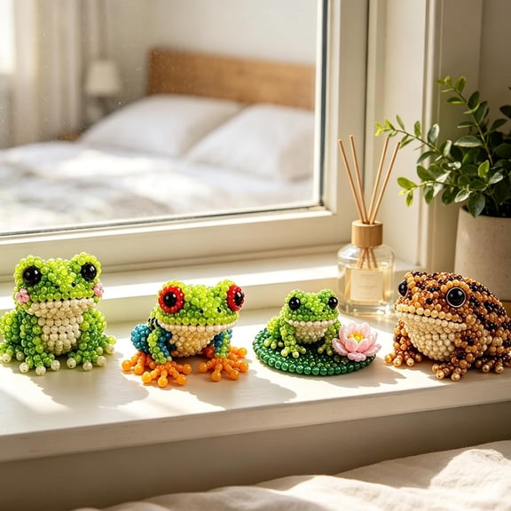 DIY Bead Animals Craft Kit Beginner Art Weaving Set with 4 Designs Creative Therapeutic Activity Gift for Craft Lovers