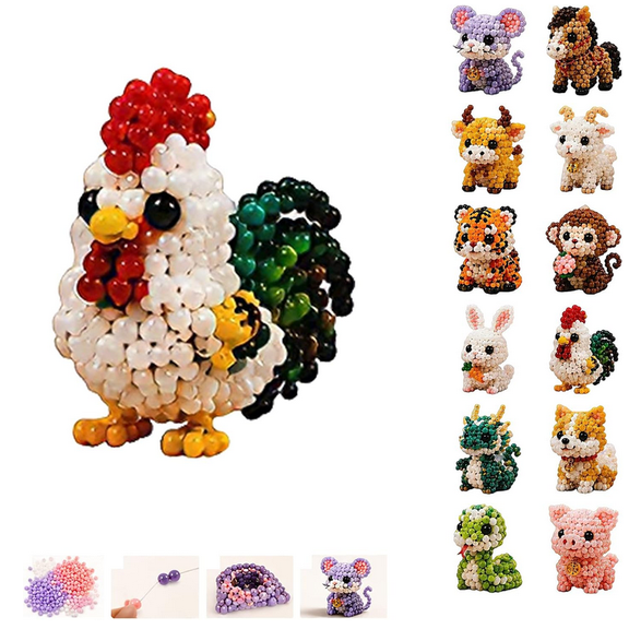DIY Bead Bracelet Kit, Chinese Zodiac Dragon Themed Handmade Beading Set, Includes 1 Mini Craft Scissor 1 Instruction Manual, for Adult Kids DIY Monkey