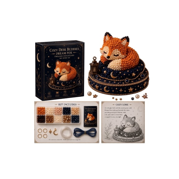 DIY Bead Craft Kit Fox Design Complete Set with Beads Thread Needles Instructions for Desk Ornament Home Decoration Gift