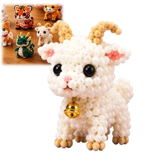 Beginner Friendly DIY Bead Kit, 3D Beaded Sheep Figurine Craft Set, Easy Step-by-Step Project for Craft Enthusiasts