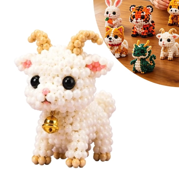 DIY Bead Kit, Creative 3D Beaded Sheep Craft Set, Fun Handmade Farm Animal Project for Teens & Adult Craft Lovers