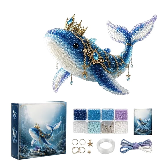 DIY Bead String Set Phoenix Figurine 3D Crystal Beaded Animal Kit with Stand and Tools for Home Desk Tabletop Decor and Gift 9" X 2" X 4"