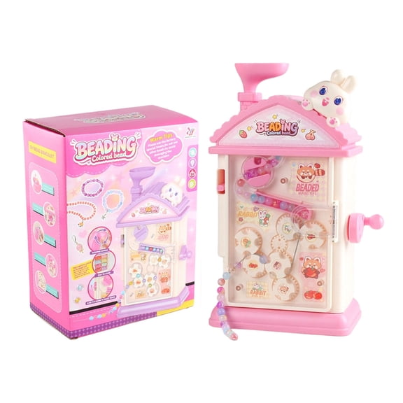 DIY Bead Stringing Machine Kit for Kids Jewelry Making Set with Beads Accessories and Storage Box for Creative Handcraft Projects