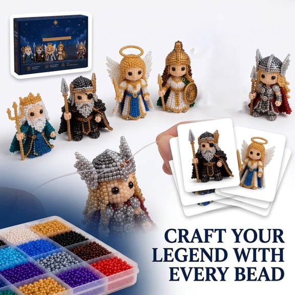 DIY Bead Weaving Doll Kit, Viking God Valkyrie Angel Beaded Figurine Making Supplies, Norse Legend Character Handcraft Set, Beginner Friendly Bead Craft Kit for Tabletop Decor & Gift