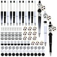 thumbnail image 1 of DIY Beadable Pen Making Kit Including Zinc Alloy Lobster Claw Clasps Natural Wood & Glass European Beads Plastic Ball-Point Pen Football Alloy Enamel Pendants Black & White 114Pcs/box 1Box, 1 of 6