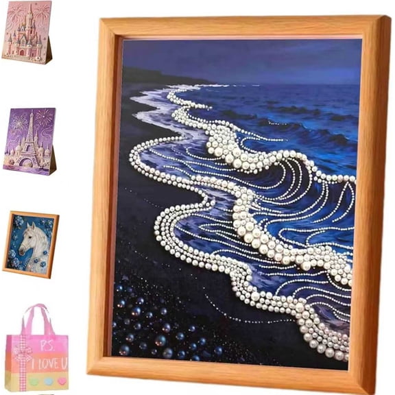 DIY Beaded Art Kit for Adults, Castle Diamond Painting Full Drill, 5D Pearl Painting with Frame & Tools, Home Decor, Beginner Friendly Crafts, Relaxation Gift (XX)