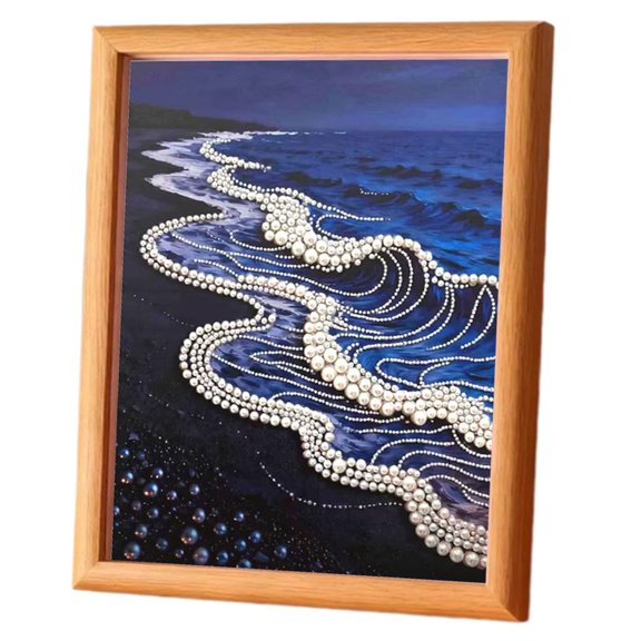 DIY Beaded Art Kit Castle Design, Beginner Friendly Plastic Pearl Art Set with Frame, 7.08 x 8.66 Inch, Home Decoration and Craft Project