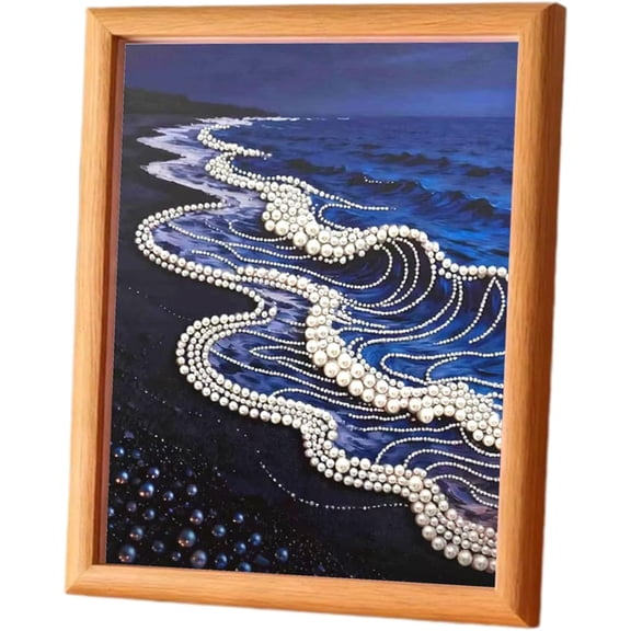 DIY Beaded Art Kit Castle Design, Plastic Pearl Craft Kit with Frame, 7.08 x 8.66 Inch, Beginner Friendly Art Set for Home Decoration and Crafts