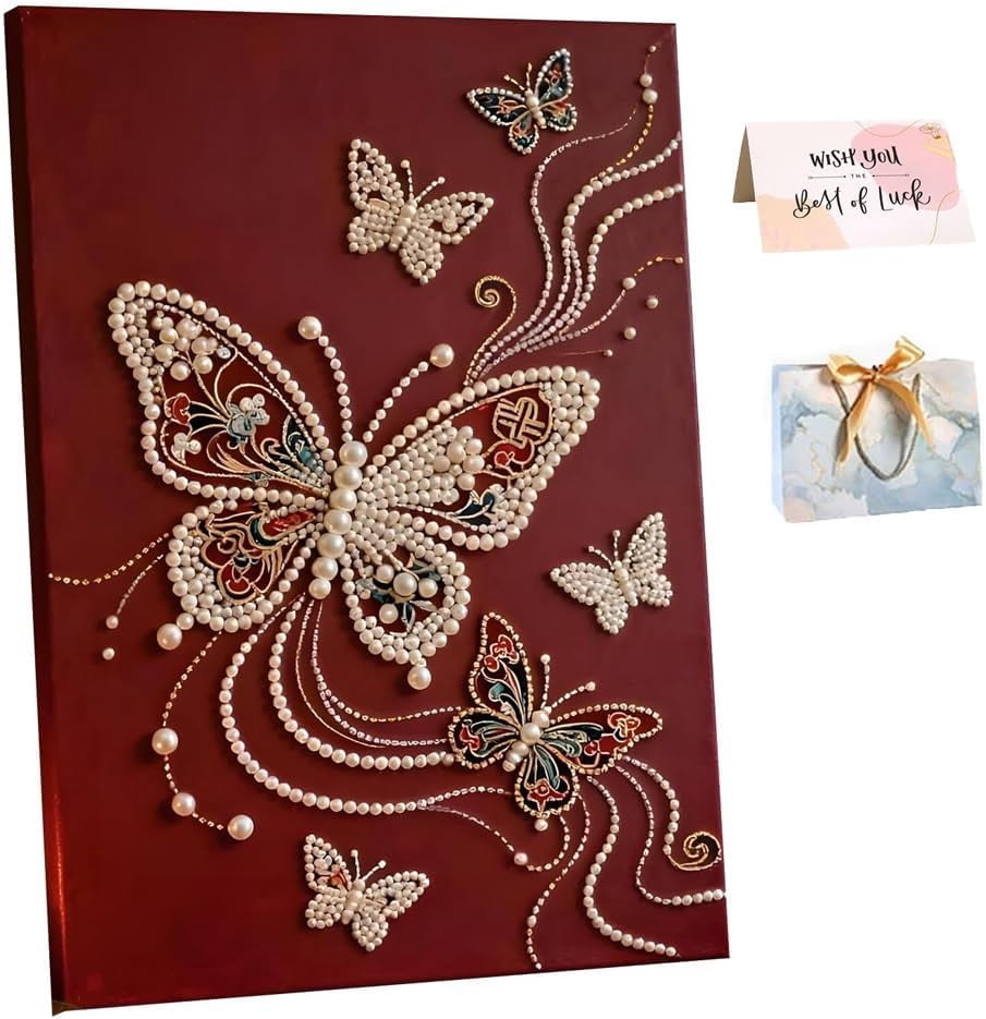 DIY Beaded Art Kit Castle Pearl Painting Textural Canvas Craft Set, 15.7in Creative Hobby Sparkling Wall Decor Gift for Home Art Lovers