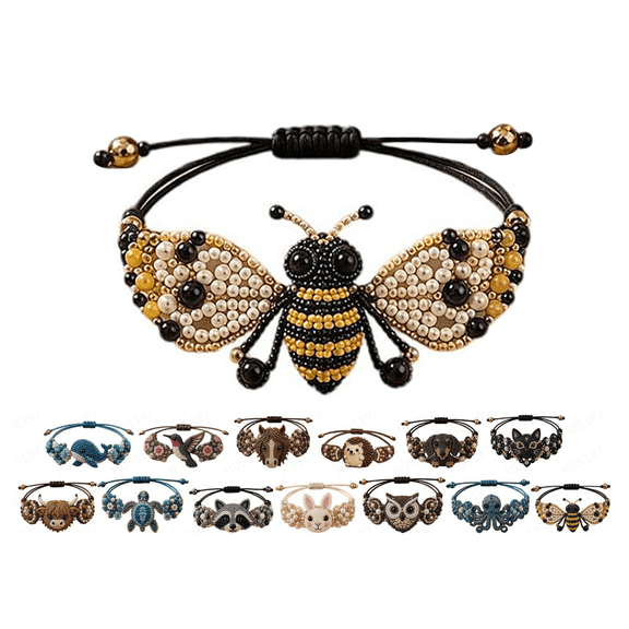 DIY Beaded Bee Bracelet Making Kit, Animal Themed Beaded Bracelet Craft Set, Adjustable Woven Handmade Bracelet Making Kit for Adults Beginners