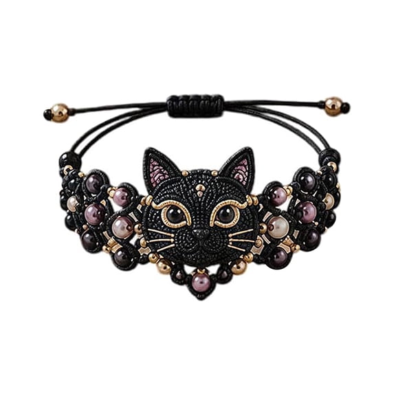 DIY Beaded Black Cat Bracelet Making Kit, Creative Handmade Bead Bracelet Kit, Multiple Wildlife Styles Bracelet Making Set for Leisure Craft Gift