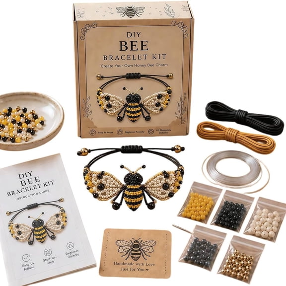 DIY Beaded Bracelet Making Kit, 13 Animal Charm Designs, Create Your Own Cute Bracelet, Handmade Jewelry Craft Set for Women & Adults(Bee)