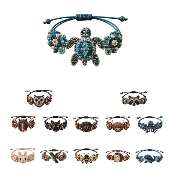 DIY Beaded Bracelet Making Kit, 3D Animal Bead Craft Kit for Beginners, Creative Jewelry Supplies with Charms and Beads, Adults & Craft Lovers, Instruction Sheet