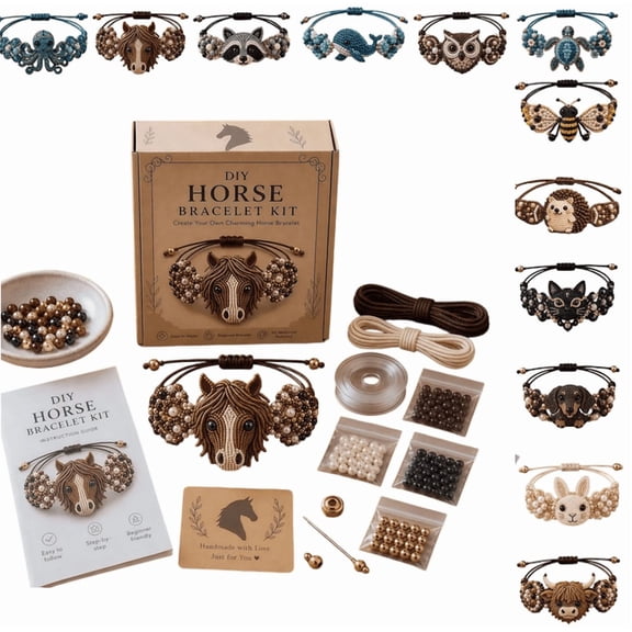 DIY Beaded Bracelet Making Kit - Animal Beaded Bracelet Craft Kit, Creative Craft Set for Beginners, Unique Handmade Horse