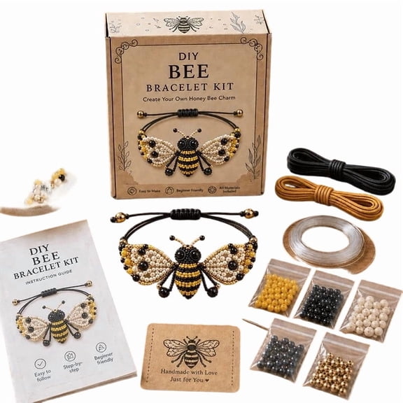 DIY Beaded Bracelet Making Kit, Beaded Bracelet Animal Making Kit with Step-by-Step Instruction One Jewelry Making Set, Beginner-Friendly , 3D Beadwork Kit for Craft Lover (Bee)