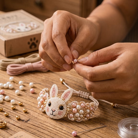 DIY Beaded Bracelet Making Kit, Beginner-Friendly Beaded Bracelet Animal Making Kit, Beadwork Jewelry Craft Kit with Full-Color Instruction Sheet for Craft Lover