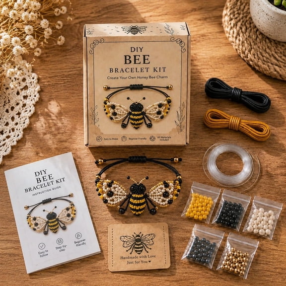 DIY Beaded Bracelet Making Kit, Beginner-Friendly Beaded Bracelet Animal Making Kit, Three-Dimensional Beadwork Jewelry Craft Kit for Craft Lover (Bee)