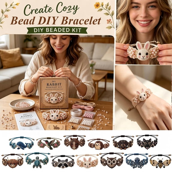 DIY Beaded Bracelet Making Kit Cute Animal Jewelry Craft Set for Adults and Teens Handmade Beaded Friendship Bracelet Weaving Kit with Premium Beads Dog