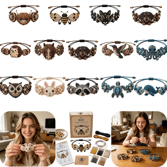 DIY Beaded Bracelet Making Kit, DIY Beading Kits for Adults - Beaded Animal Kit with Hummingbird & Octopus Design, Beginner-Friendly Bead Bracelet Making Kit