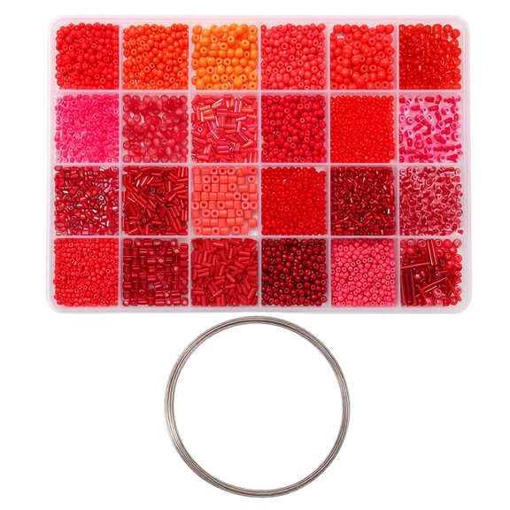 DIY Beaded Bracelet Making Kit Multi-Size Glass Seed Beads Set with Tubular Bugle Beads Square Spacer Beads Beading Wire Step Guide Manual Eco Compartment Box for Art Projects