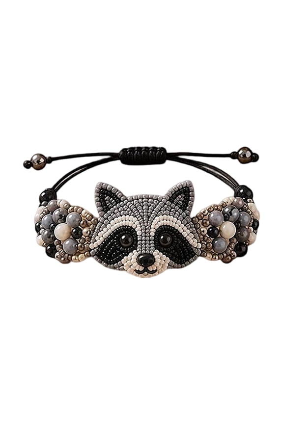 DIY Beaded Bracelet Making Kit, Raccoon Themed Adjustable Beaded Bracelet, Handmade Seed Bead Jewellery Set, Creative Accessory for Daily Wear and Gifting