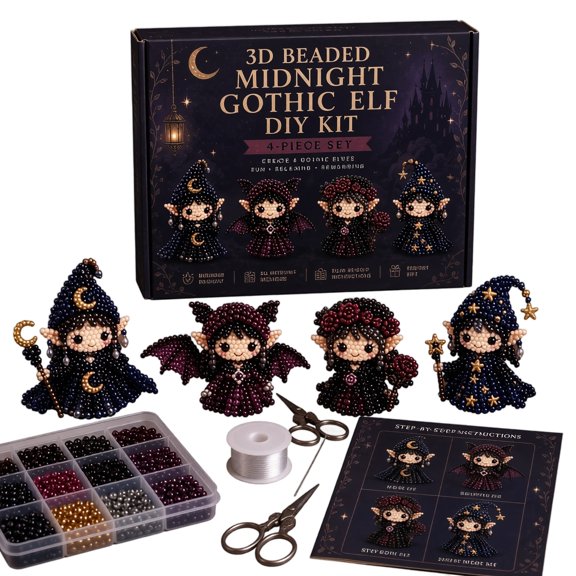 DIY Beaded Bracelet Making Kit with Elf Figure Projects Bead Craft Set with Tools Storage Box and Instructions