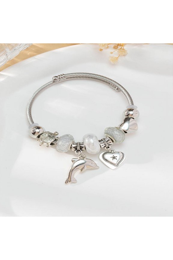 DIY Beaded Bracelet - Multifaceted Fashion Jewelry with Stainless Steel, Brass Alloy, and Rhinestones