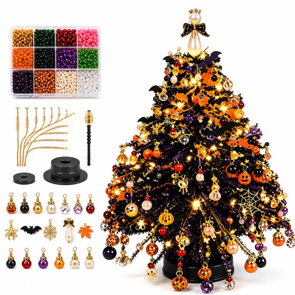DIY Beaded Christmas Tree Craft Kit, 3D Crystal Holiday Decoration Making Set for Handmade Ornaments